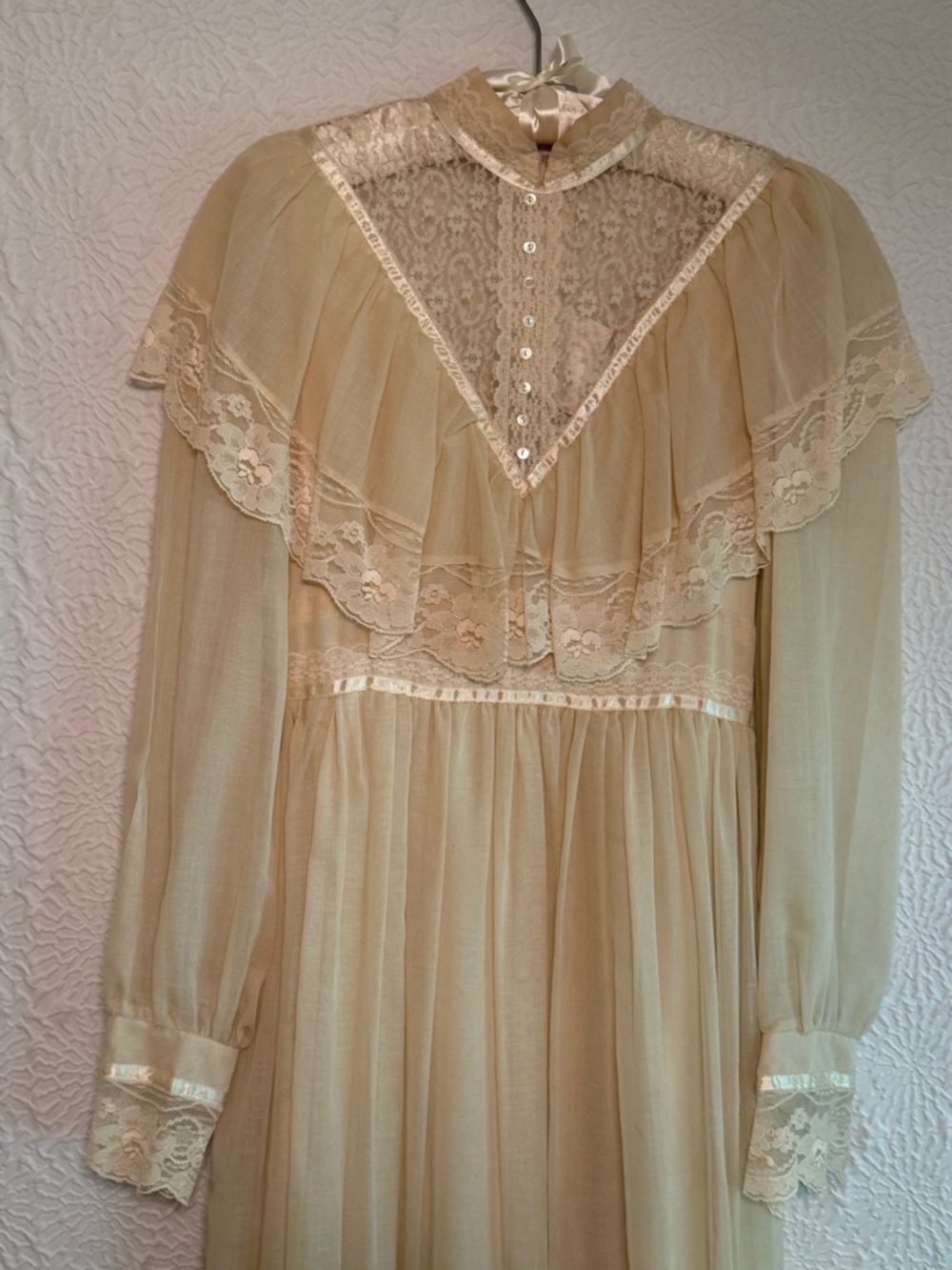 Gunne Sax Vintage Lace Trim Maxi Wedding Dress - Picture 6 of 16